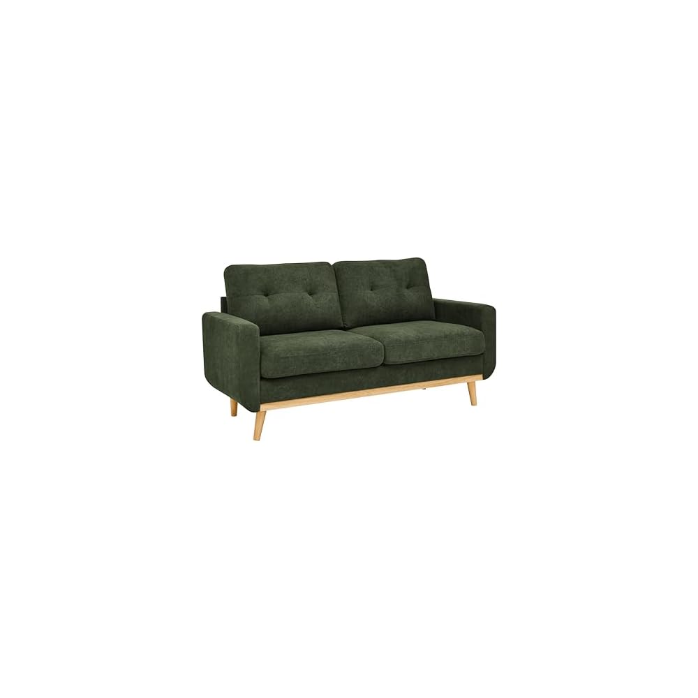 Dark Green 56" Loveseat Sofa, Couches for Small Spaces, Mid Century Love Seat Couches for Living Room, Upholstered 2-Seater Small Couch for Bedroom, Apartment, Easy Assembly (Dark Green)
