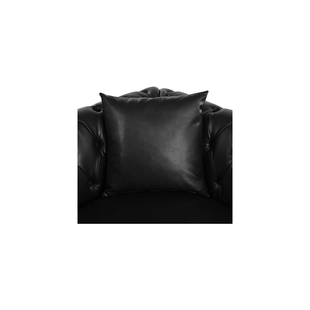 KEIKI 99" L-Shaped Luxury PU Leather Chesterfield Sectional Sofa with Rolled Arms and Nailhead, Mid-Century Style Oversized 5-Seater Button Tufted Couch, Easy Assembly, for Living Room, Black