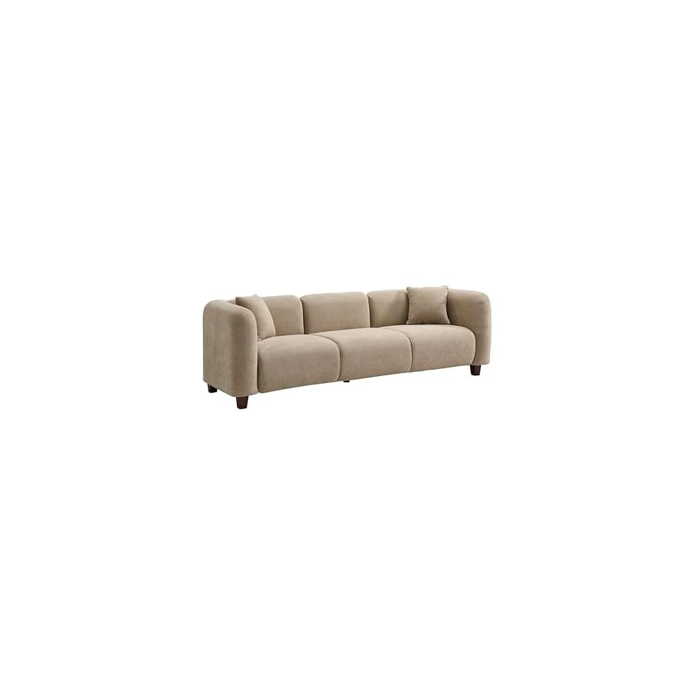Christopher Knight Home Ahrai 3-Seater Sofa Couch with 2 Pillows, 87" Wide Oversized Sofa for Living Room, Modern Wood Frame Lounge Couch, Comfy Spacious Fabric Upholstered Home Seating, Camel