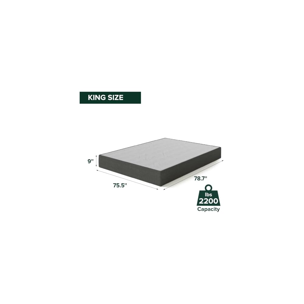 Zinus 9 Inch WonderBox(TM) Smart Box Spring, Grey, King
